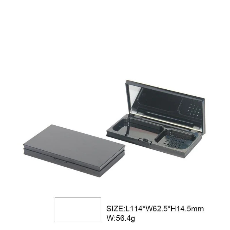 Square Press Buckle Lens with Puff Position Powder Compact Case