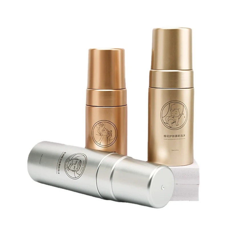 Luxury Cleanser Foam Bottle Gold Wash Foam Bottle Silver Mousse Bottle Custom