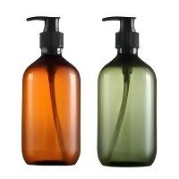 Stock Shampoo Bottle 300ml 500ml Body Shower Gel Amber Green PET Plastic