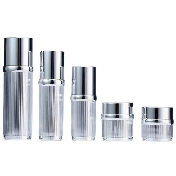 Silver Acrylic Brush Airless Bottle Set High Quality Cream Packaging Custom