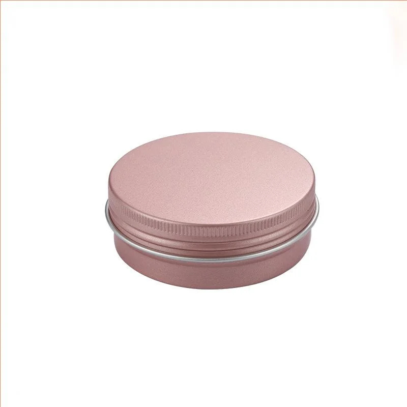 Round Aluminum Jar Rose Gold 60ml Thread Cosmetic Packaging