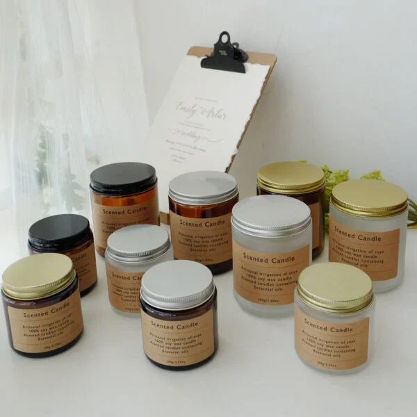 Handmade Brown Scented Candle Glass Jar Glass Cup - Image 2