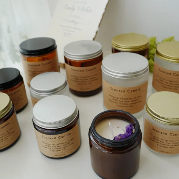 Handmade Brown Scented Candle Glass Jar Glass Cup - Image 3