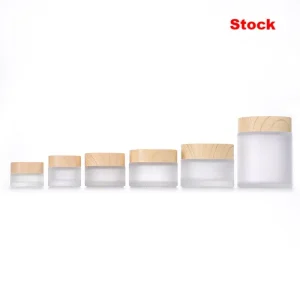 Glass Jars with Wooden Effect Lids Cosmetic Packaging Supplier