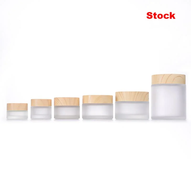 Glass Jars with Wooden Effect Lids Cosmetic Packaging Supplier